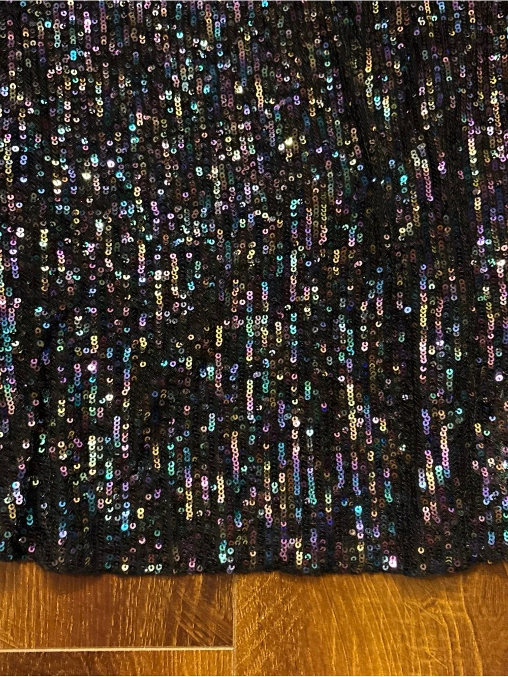 Free People Intimately Gold Rush Long Sleeve Sequin Top Black Combo Size Large